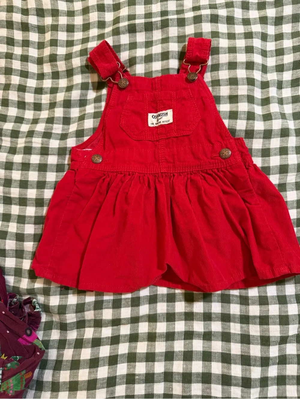 OshKosh B'gosh Bright Red Corduroy Overall Dress